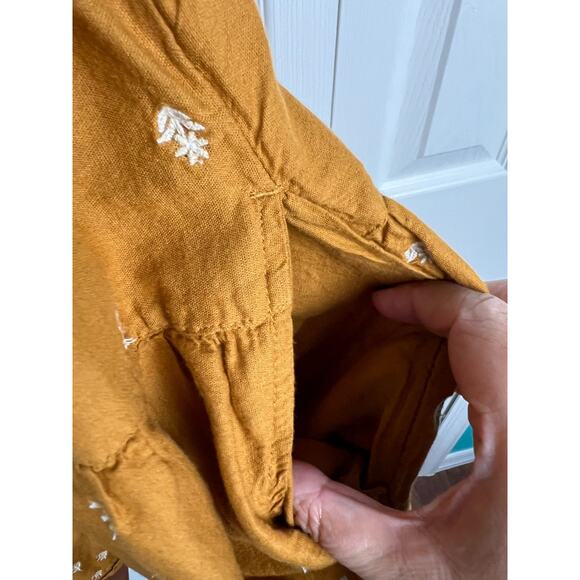 Old Navy Puff-Sleeve Tiered Smocked Embroidered Mini Swing Dress Gold 2X - Picture 5 of 8